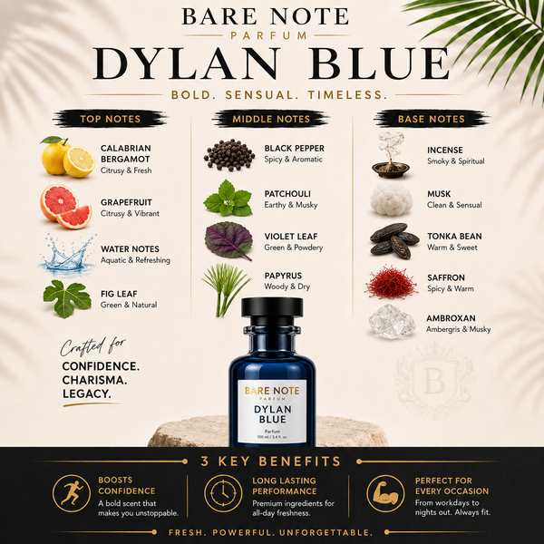 Bare Note Parfum – Dylan Blue  Extrait de Parfum | 100 ml 35–40% Pure Perfume Oil Concentration