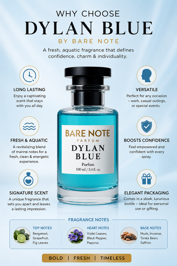 Bare Note Parfum – Dylan Blue  Extrait de Parfum | 100 ml 35–40% Pure Perfume Oil Concentration